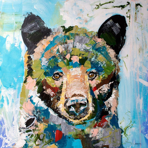 Bear White Modern Wood Framed Art Print with Double Matting by Seeley, Jenn