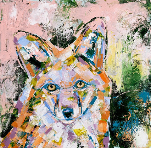 Lilac Forest Fox White Modern Wood Framed Art Print with Double Matting by Seeley, Jenn