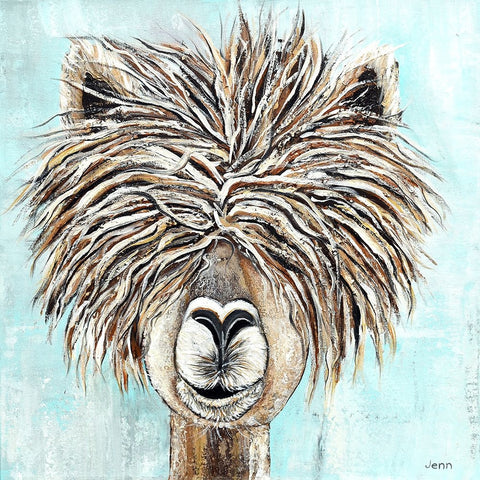 Crazy Hair Llama Black Modern Wood Framed Art Print by Seeley, Jenn