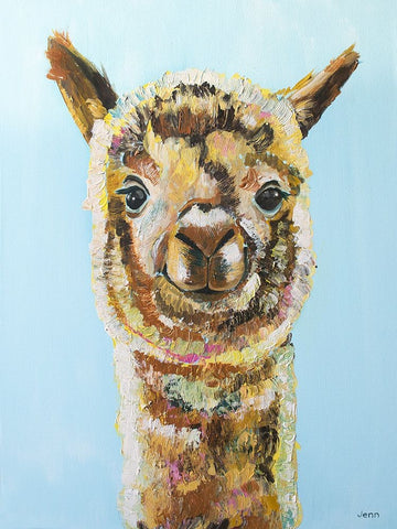 Brown Alpaca Black Ornate Wood Framed Art Print with Double Matting by Seeley, Jenn