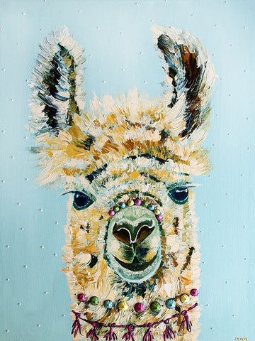Candy Llama Black Modern Wood Framed Art Print by Seeley, Jenn
