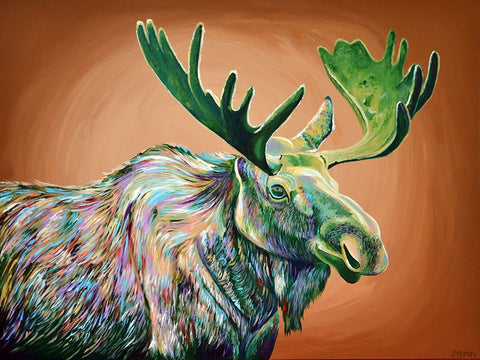 Moose No. 2 White Modern Wood Framed Art Print with Double Matting by Seeley, Jenn