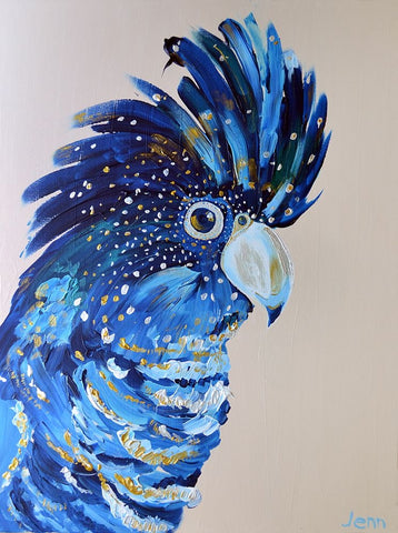 Coco the Cockatoo White Modern Wood Framed Art Print with Double Matting by Seeley, Jenn