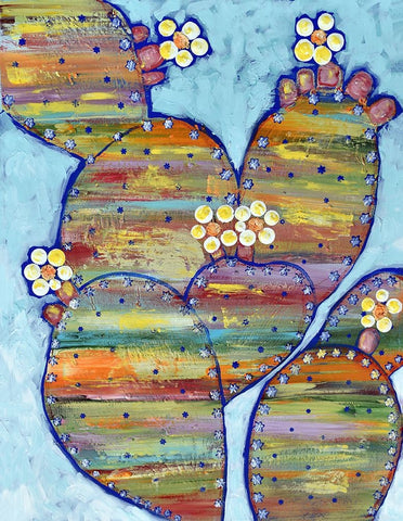 Prickly Pear White Modern Wood Framed Art Print with Double Matting by Seeley, Jenn