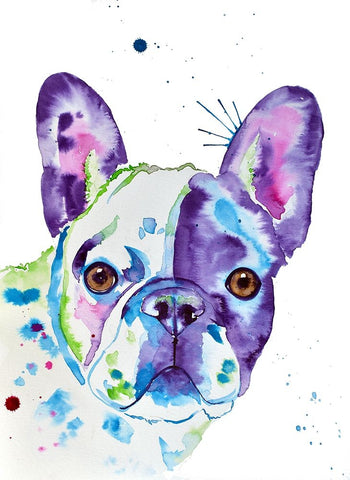 Frenchie No. 2 White Modern Wood Framed Art Print with Double Matting by Seeley, Jenn