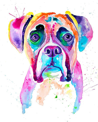 Colorful Boxer Black Modern Wood Framed Art Print by Seeley, Jenn
