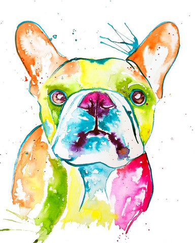 Colorful Frenchie Black Ornate Wood Framed Art Print with Double Matting by Seeley, Jenn