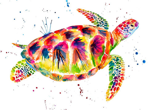Sea Turtle White Modern Wood Framed Art Print with Double Matting by Seeley, Jenn