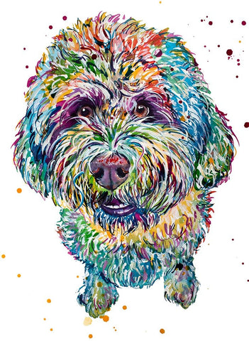 Bo the Lagotta Romagnolo White Modern Wood Framed Art Print with Double Matting by Seeley, Jenn