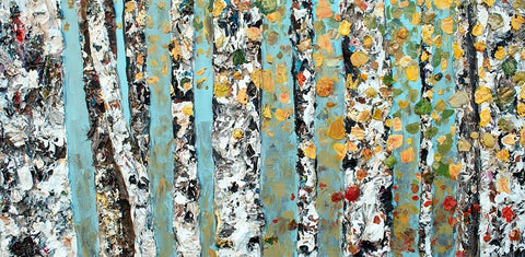 Blue Sky Aspens White Modern Wood Framed Art Print with Double Matting by Seeley, Jenn