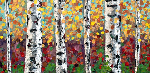 Aspens in Color Black Ornate Wood Framed Art Print with Double Matting by Seeley, Jenn