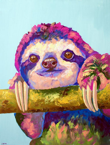 Sloth Black Ornate Wood Framed Art Print with Double Matting by Seeley, Jenn