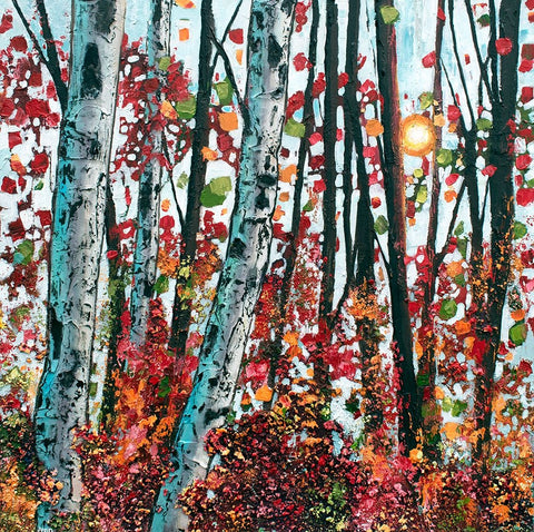 Autumn Radiance White Modern Wood Framed Art Print with Double Matting by Seeley, Jenn