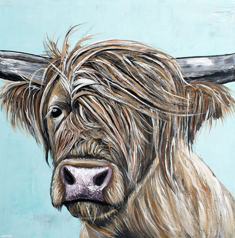 Windblown Highland White Modern Wood Framed Art Print with Double Matting by Seeley, Jenn