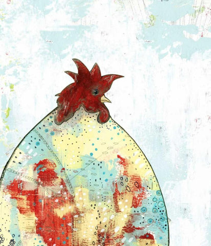 Rooster I White Modern Wood Framed Art Print with Double Matting by Ogren, Sarah