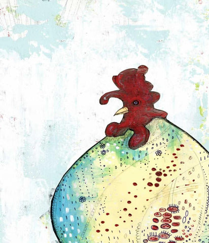 Rooster II White Modern Wood Framed Art Print with Double Matting by Ogren, Sarah