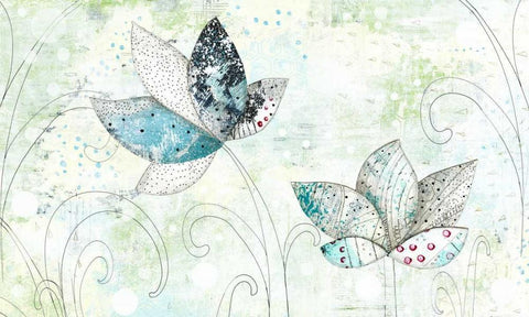 Lotus Flowers White Modern Wood Framed Art Print with Double Matting by Ogren, Sarah