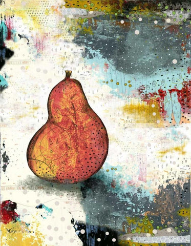 Abstract Pear White Modern Wood Framed Art Print with Double Matting by Ogren, Sarah