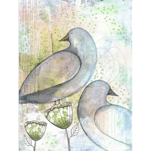 Two Birds Black Modern Wood Framed Art Print by Ogren, Sarah