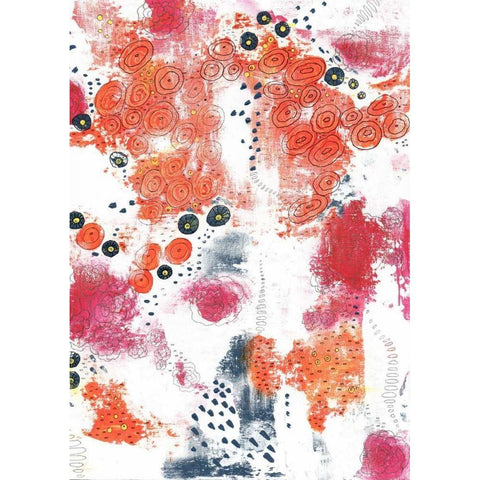 Orange and Fuchsia Abstract Black Modern Wood Framed Art Print with Double Matting by Ogren, Sarah