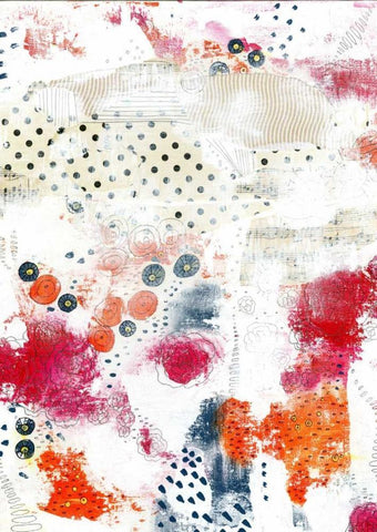 Orange and Fuchsia Abstract II White Modern Wood Framed Art Print with Double Matting by Ogren, Sarah