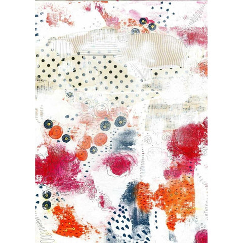 Orange and Fuchsia Abstract II Black Modern Wood Framed Art Print with Double Matting by Ogren, Sarah