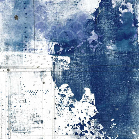 Navy Abstract I White Modern Wood Framed Art Print with Double Matting by Ogren, Sarah