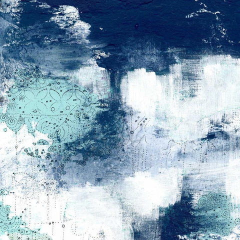 Navy Abstract II White Modern Wood Framed Art Print with Double Matting by Ogren, Sarah