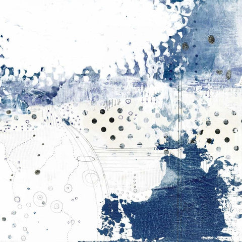 Navy Abstract III Gold Ornate Wood Framed Art Print with Double Matting by Ogren, Sarah