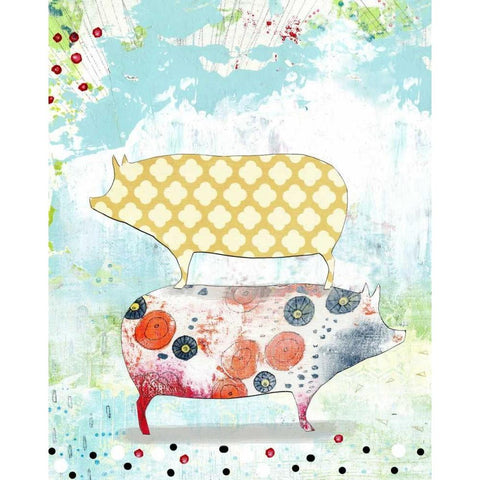 Totem Pigs Black Modern Wood Framed Art Print by Ogren, Sarah