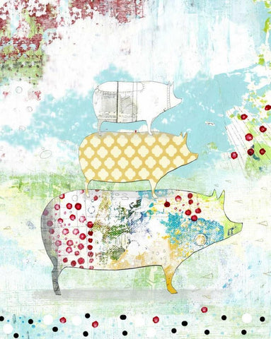 Totem Pig II Black Ornate Wood Framed Art Print with Double Matting by Ogren, Sarah