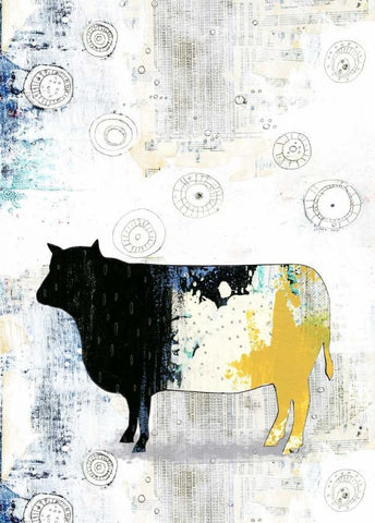 Cow Black Ornate Wood Framed Art Print with Double Matting by Ogren, Sarah