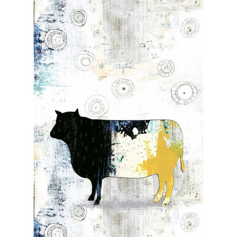Cow Black Modern Wood Framed Art Print with Double Matting by Ogren, Sarah