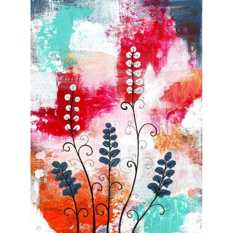 Bright Abstract with Flowers Gold Ornate Wood Framed Art Print with Double Matting by Ogren, Sarah