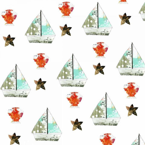Sailboats Pattern Black Modern Wood Framed Art Print by Ogren, Sarah