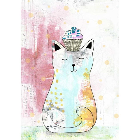 Cat with Cupcake I Gold Ornate Wood Framed Art Print with Double Matting by Ogren, Sarah