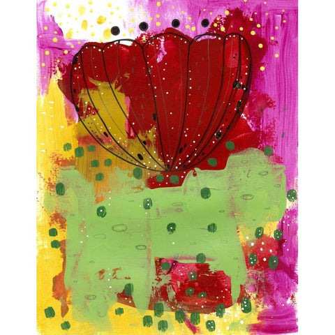 Red Flower Abstract Black Modern Wood Framed Art Print by Ogren, Sarah