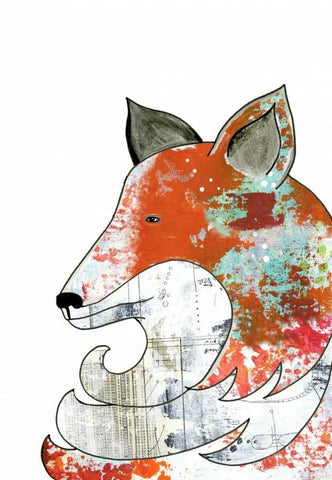 Fox White Modern Wood Framed Art Print with Double Matting by Ogren, Sarah