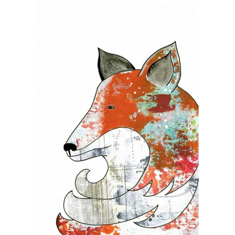 Fox Black Modern Wood Framed Art Print by Ogren, Sarah