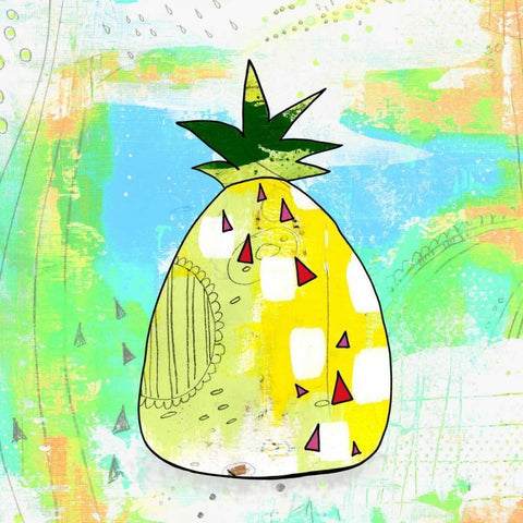 Hot Pineapple Black Modern Wood Framed Art Print by Ogren, Sarah