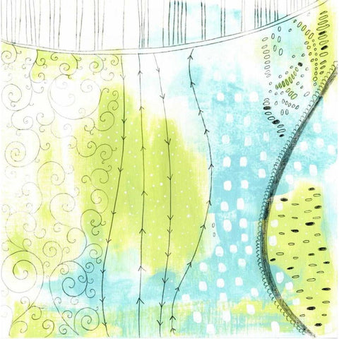 Blue and Green Abstract Black Modern Wood Framed Art Print with Double Matting by Ogren, Sarah