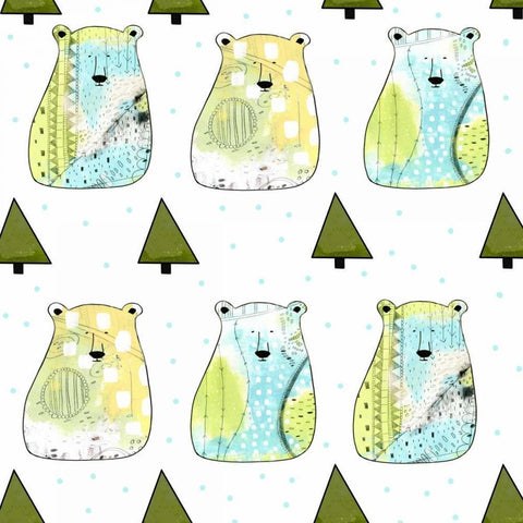 Three Bears Pattern Black Modern Wood Framed Art Print with Double Matting by Ogren, Sarah