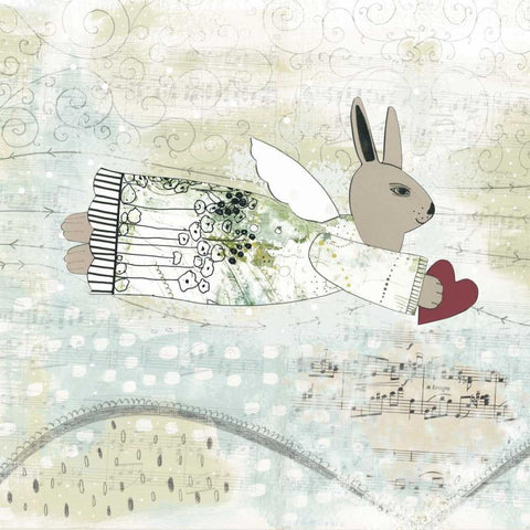 Bunny Angel White Modern Wood Framed Art Print by Ogren, Sarah