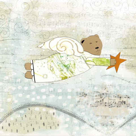 Bear Angel White Modern Wood Framed Art Print with Double Matting by Ogren, Sarah