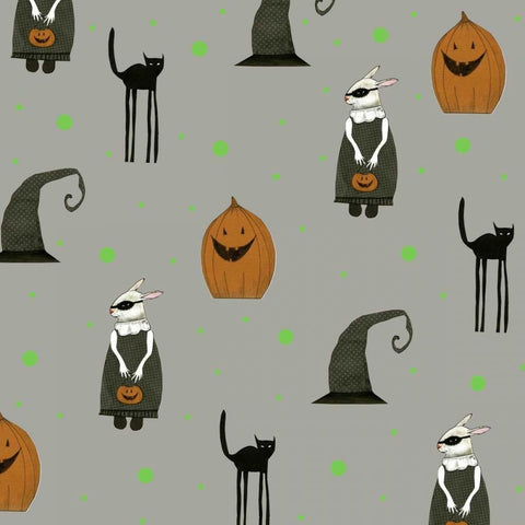 Halloween Pattern Black Modern Wood Framed Art Print with Double Matting by Ogren, Sarah