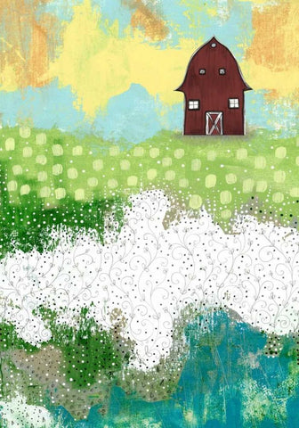 The Red Barn White Modern Wood Framed Art Print with Double Matting by Ogren, Sarah