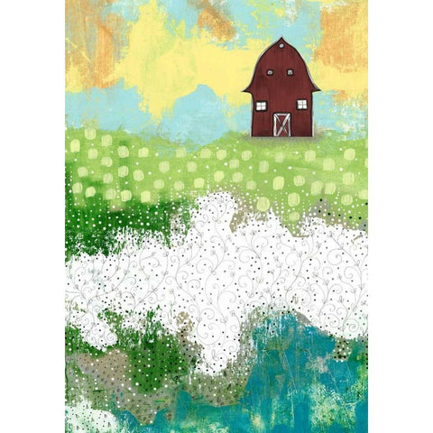 The Red Barn Black Modern Wood Framed Art Print by Ogren, Sarah
