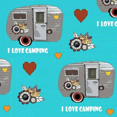 I Love Camping Pattern White Modern Wood Framed Art Print with Double Matting by Ogren, Sarah