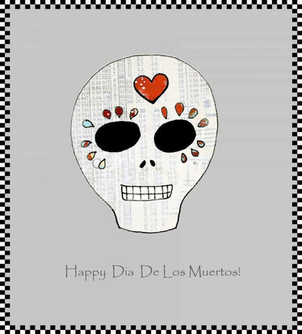 Sugar Skull Black Ornate Wood Framed Art Print with Double Matting by Ogren, Sarah