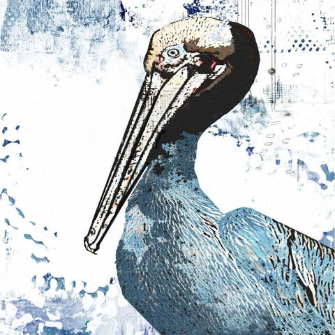 Blue Pelican Gold Ornate Wood Framed Art Print with Double Matting by Ogren, Sarah